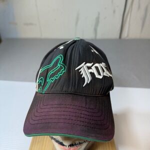 Fox‎ Racing Embroidered Logo Baseball Cap Black Green Adjustable